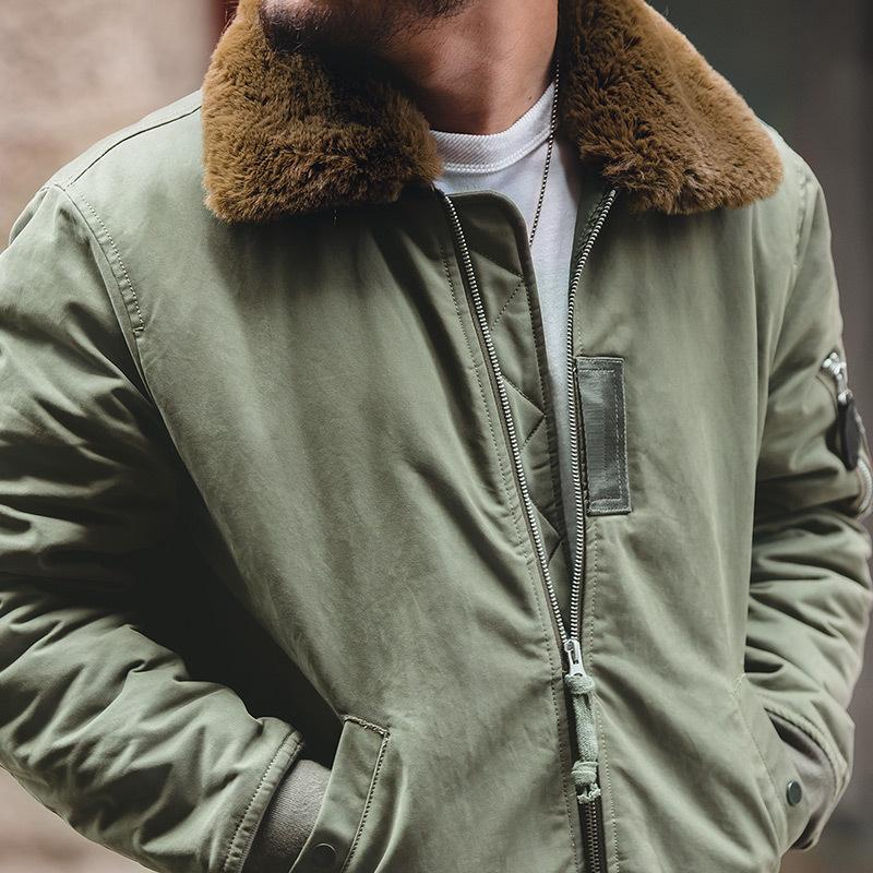 馬登工裝美式B15轟炸機軍事風夾克保暖翻毛領外套棉服男-Retro's Wear