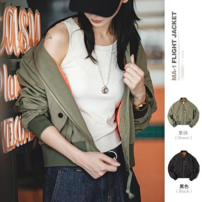 馬登女裝美式MA1飛行員空軍夾克外套vintage純棉短款棒球服秋-Retro's Wear