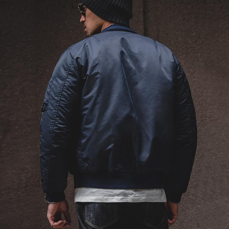 馬登工裝美式MA1飛行員夾克軍綠色加厚棒球棉服-Retro's Wear