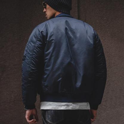 馬登工裝美式MA1飛行員夾克軍綠色加厚棒球棉服-Retro's Wear