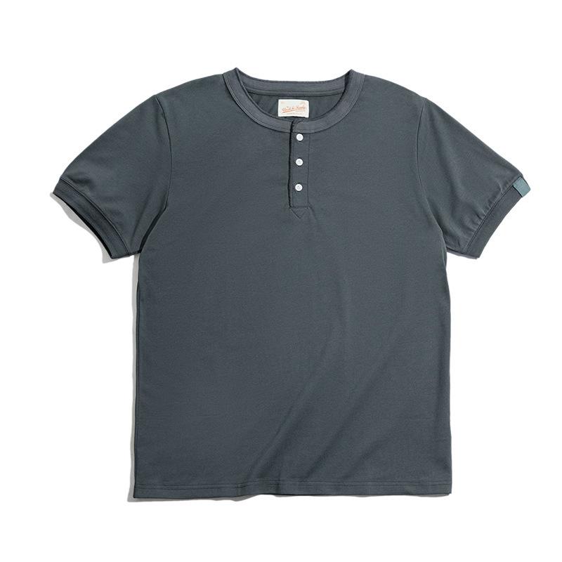 馬登工裝美式阿美哢嘰短袖亨利衫夏季軍綠微彈硬漢T恤男-Retro's Wear