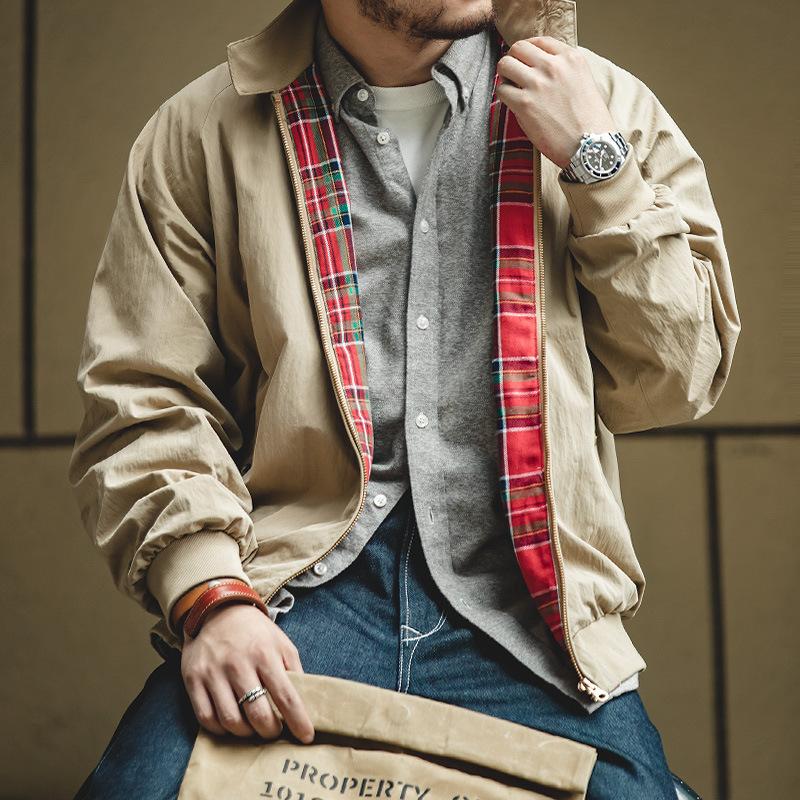 馬登工裝美式立領哈靈頓夾克G9短款機車拉鍊外套男潮-Retro's Wear