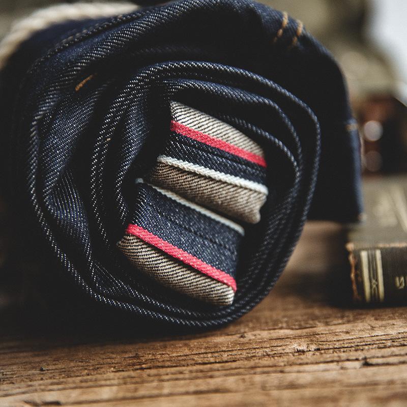 馬登工裝赤耳丹寧原牛牛仔褲春秋阿美咔嘰原深色褲男-Retro's Wear