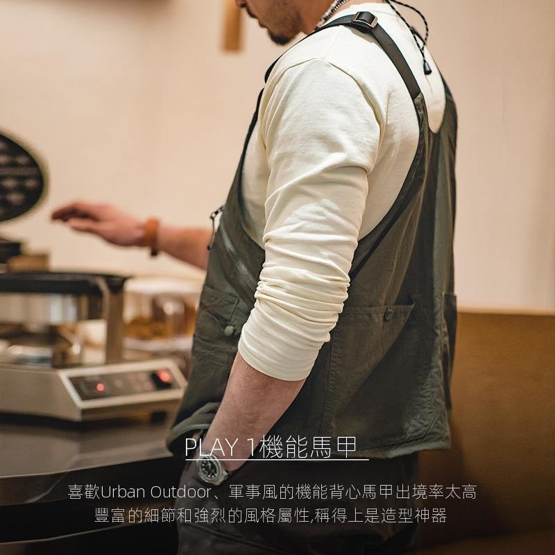 馬登工裝多口袋無袖尼龍馬甲背心戶外機能兩用挎包外套男-Retro's Wear