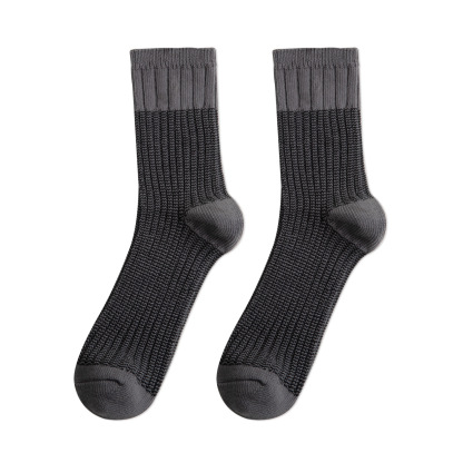 美式復古撞色針織中筒襪純色透氣保暖個性休閒長襪子男-Retro's Wear