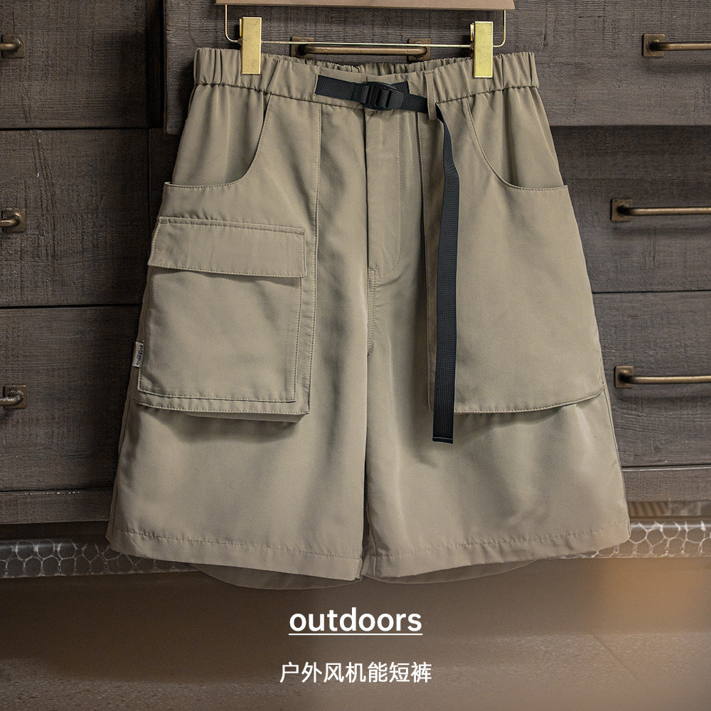 戶外輕薄機能短褲速幹抗皺大口袋功能休閑五分褲男夏-Retro's Wear