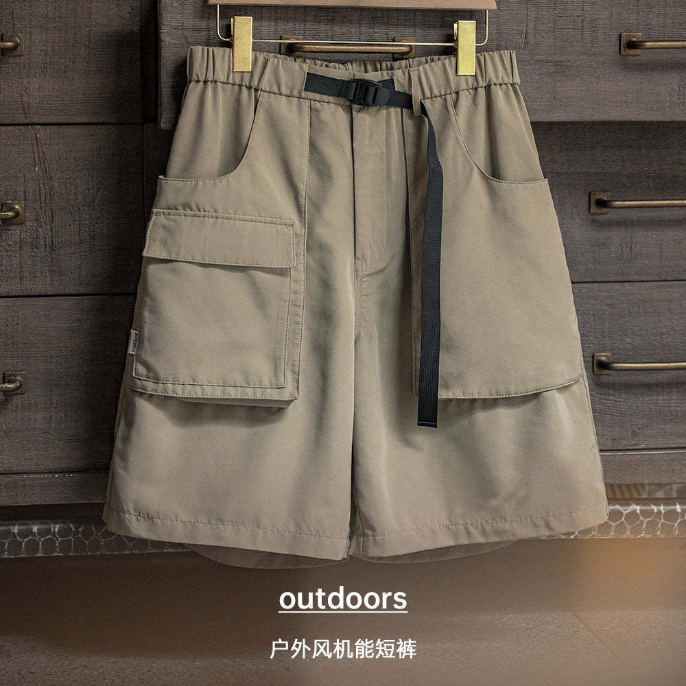 戶外輕薄機能短褲速幹抗皺大口袋功能休閑五分褲男夏-Retro's Wear