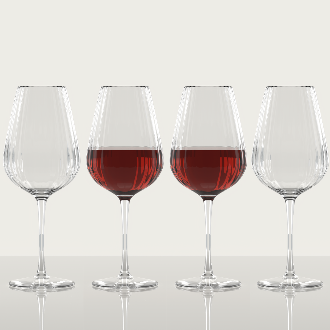 Clear Ribbed Crystal Bordeaux Wine Glass Set -Ambrosia Daily
