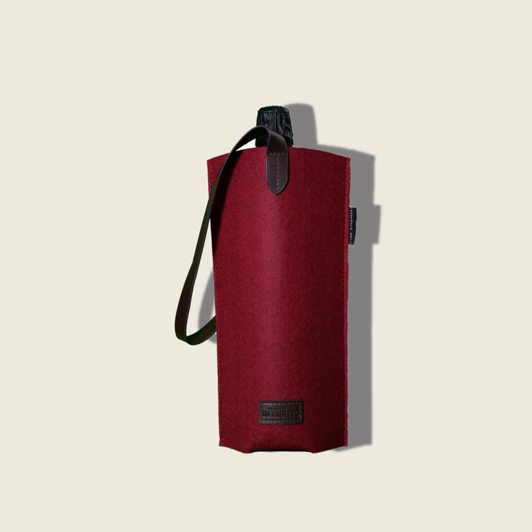 COZY Felt Bottle Carrier with Shoulder Sling (Single Bottle) - Barn Red-Ambrosia Daily