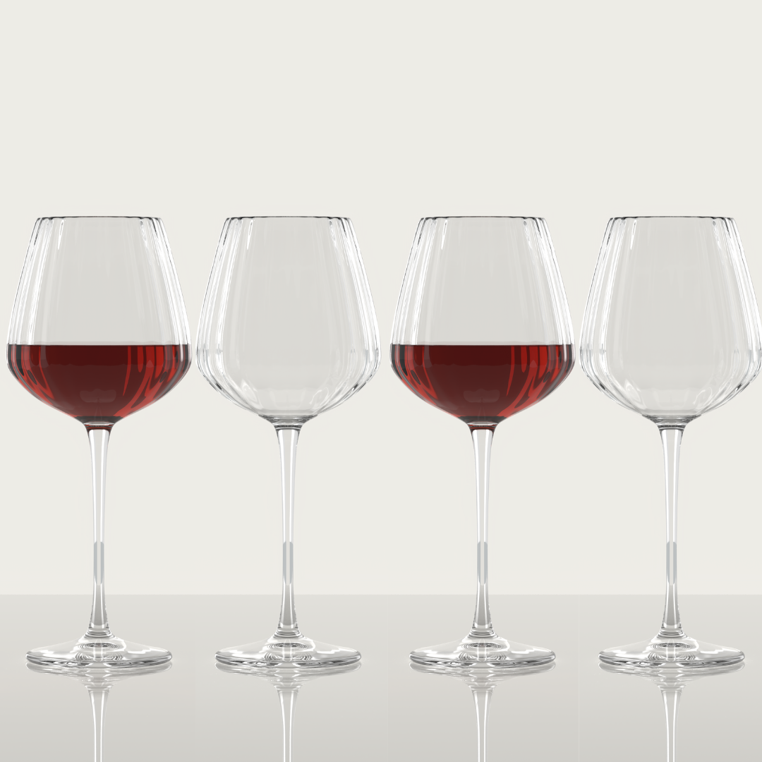 Clear Ribbed Crystal Burgundy Wine Glass Set -Ambrosia Daily
