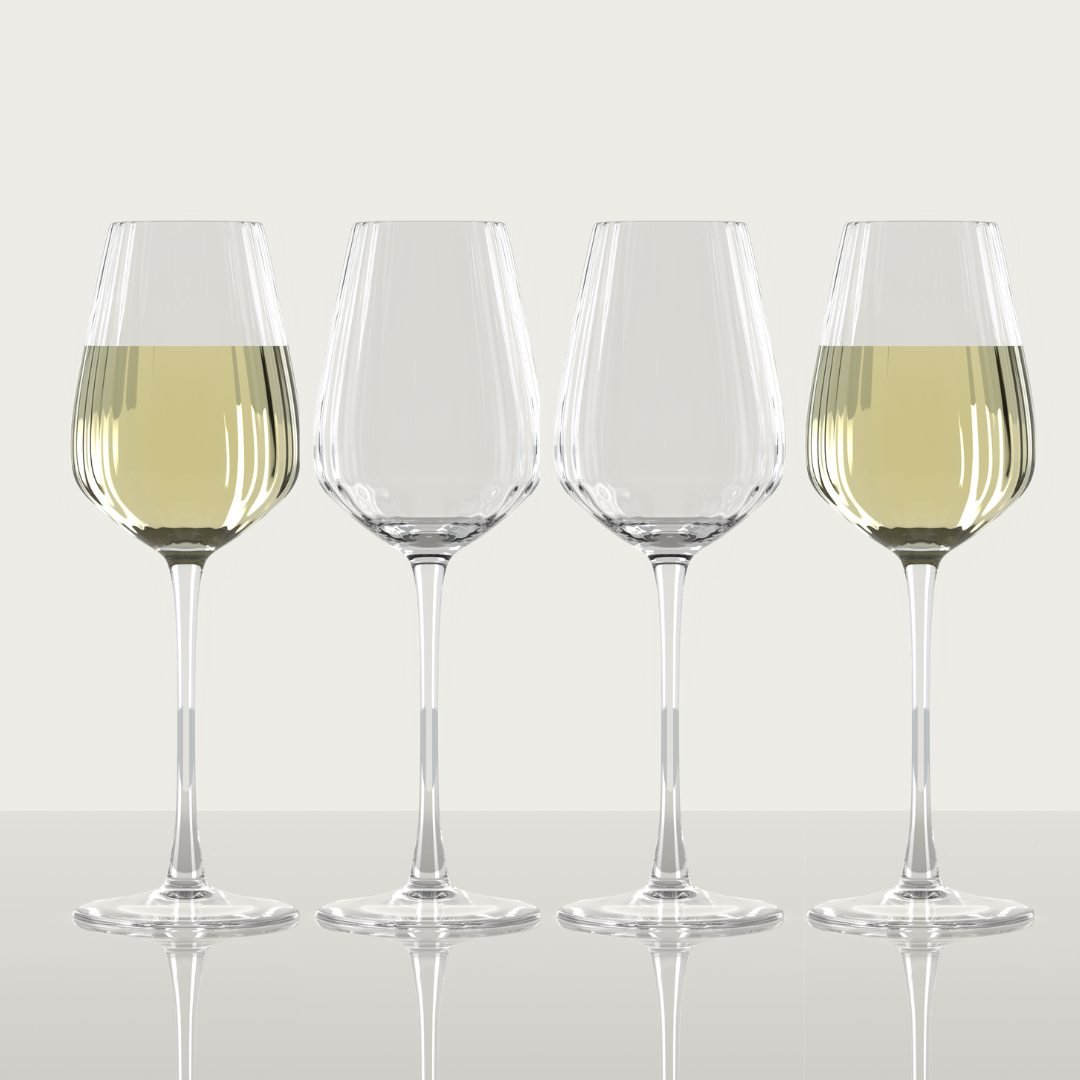 Clear Ribbed Crystal White Wine Glass Set -Ambrosia Daily
