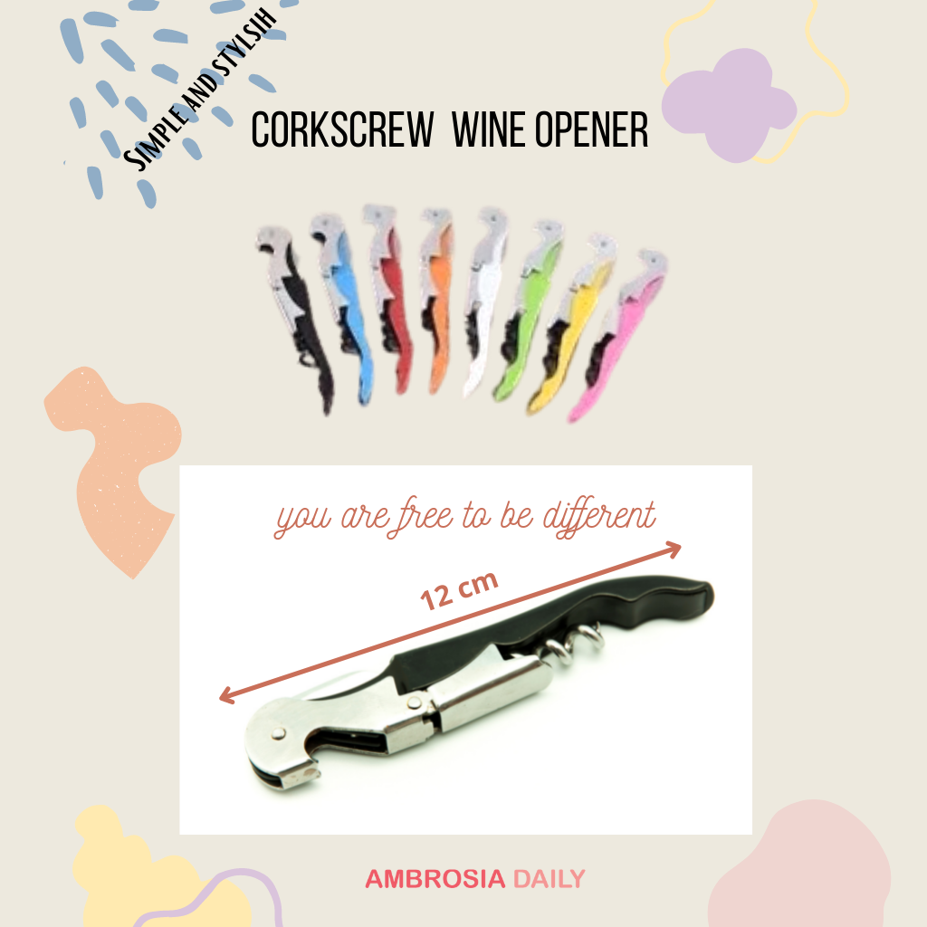 Colourful Stainless Steel Corkscrew Bottle OpenerAmbrosia DailyDoublehinged fulcrum and worm