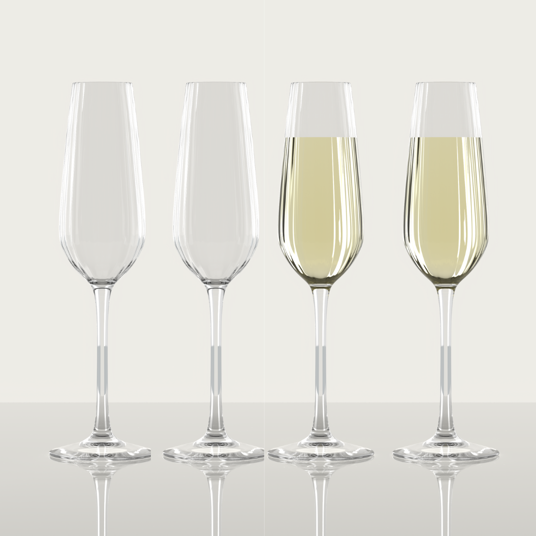 Clear Ribbed Crystal Champagne Glass Set -Ambrosia Daily