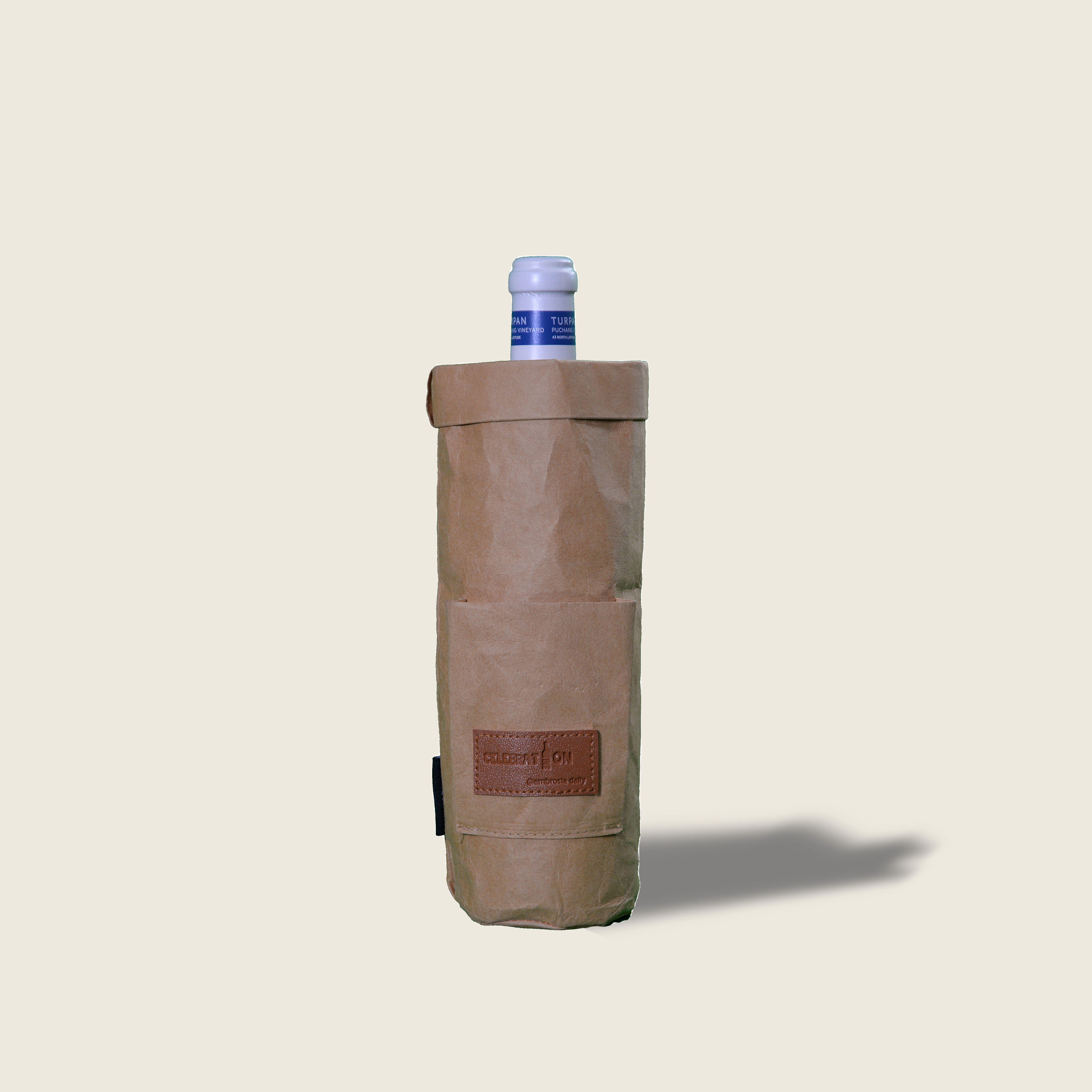 Innovative Washable Kraft Paper Leather Handle Bag with Large Front Pocket Modern Design — Warm Tan-Ambrosia Daily