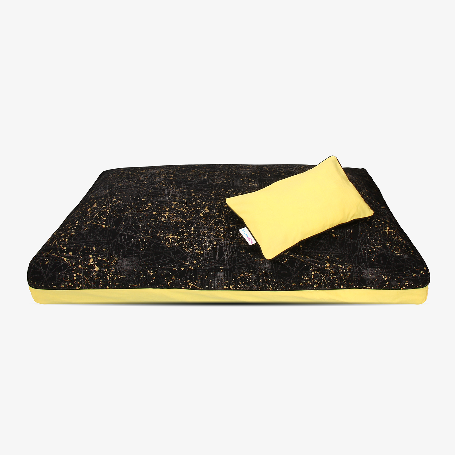 Nova's Night | Elegant black with a hint of gold hypoallergenic natural dog bed cover from DreamCastle - Little Cherry