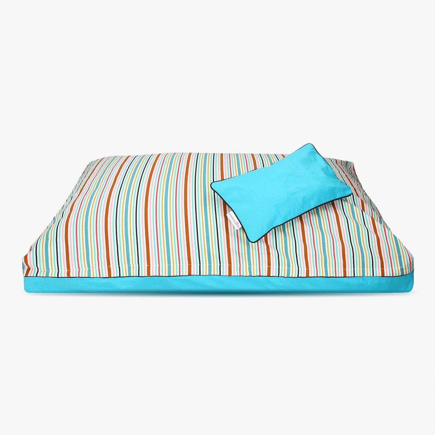 Rainbow Strippo| colourful stipe pattern natural dog bed cover from DreamCastle - Little Cherry
