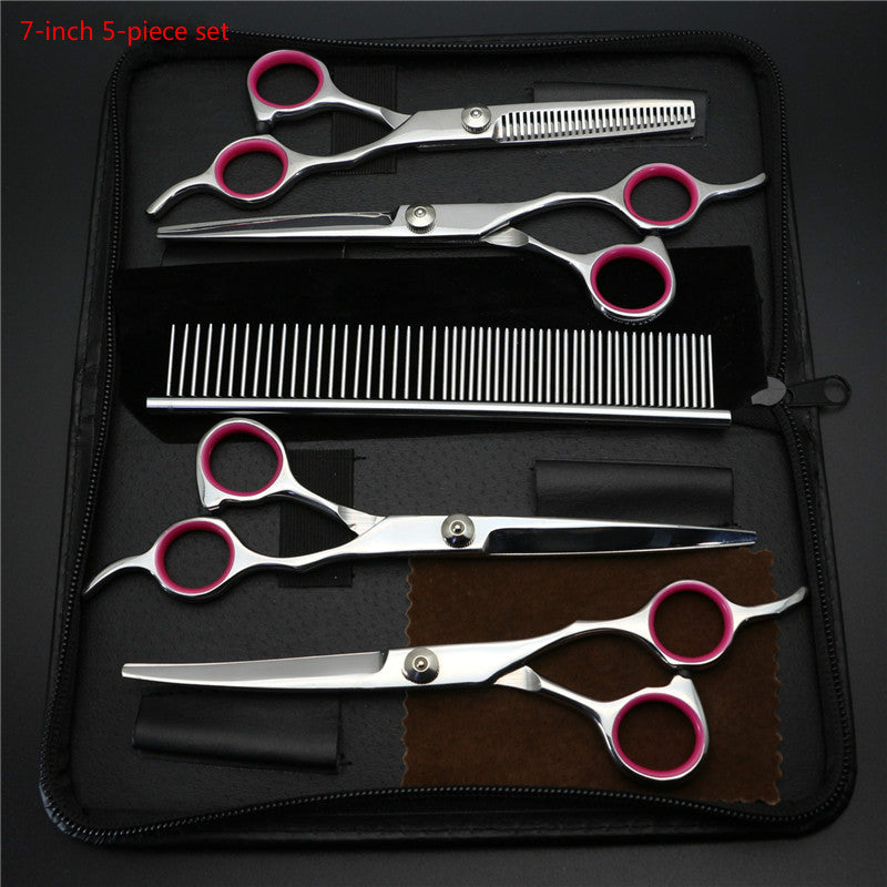 Stainless Steel 7 inch Colour Pet Hair Scissors Set - Little Cherry