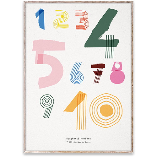 Paper Collective Wall Art Print Poster - Spaghetti Numbers (50cm by 70cm)