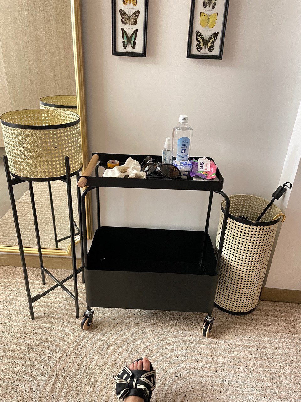 Rattan umbrella organizer holder stand