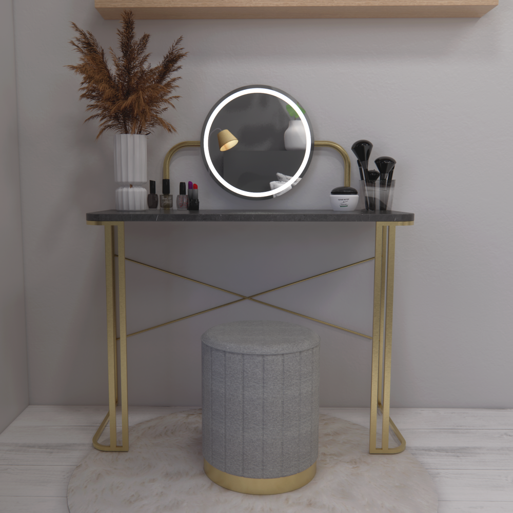 Alora Grey Marble Dressing table with LED Mirror