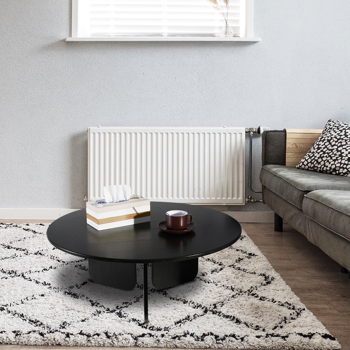 EDEN Black grain round coffee table