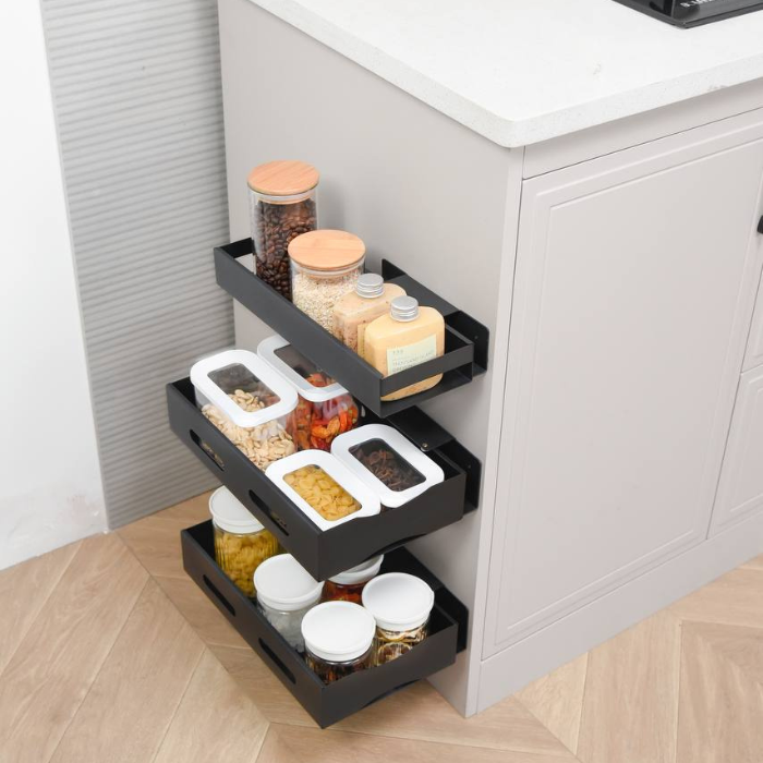 Smart vertical space cabinet sliding pull-out rack | kitchen storage organizer