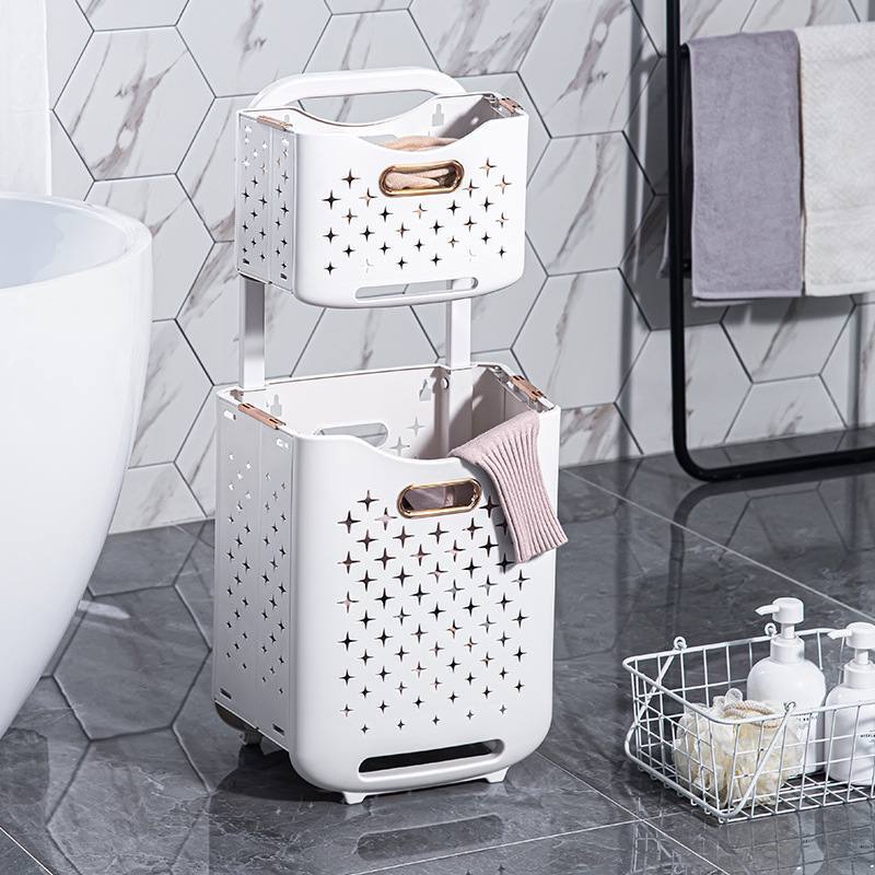 2 tier Foldable Laundry Basket /Portable & Large Capacity