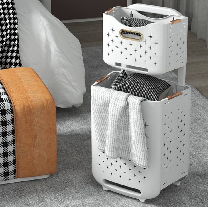 2 tier Foldable Laundry Basket /Portable & Large Capacity