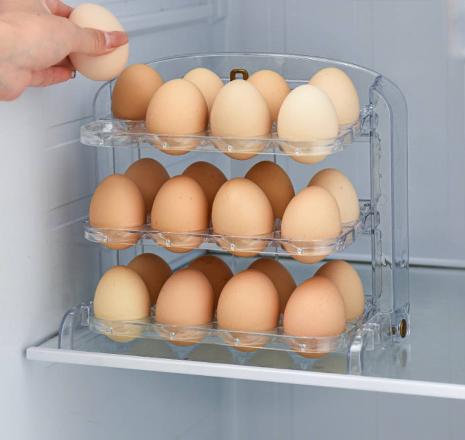 Egg storage organiser for refrigerator - in white