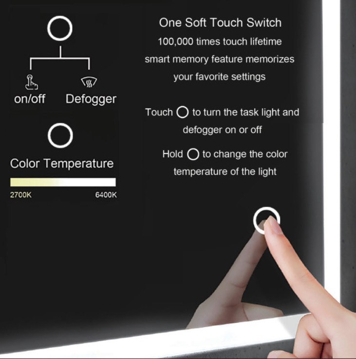 Smart LED Bathroom Mirror Cabinet in Black