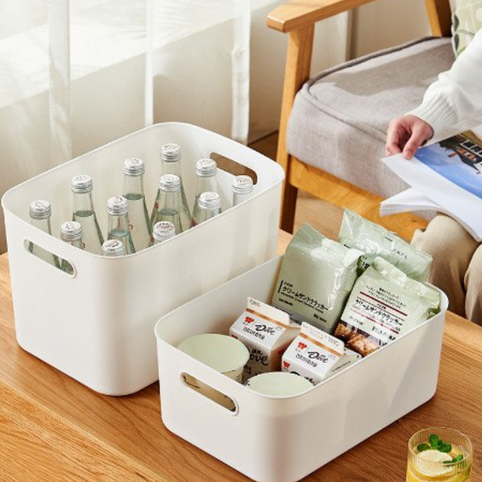 JRKSG Pastel Minimalist Stackable Plastic Storage Box Home Organiser Container with Lid