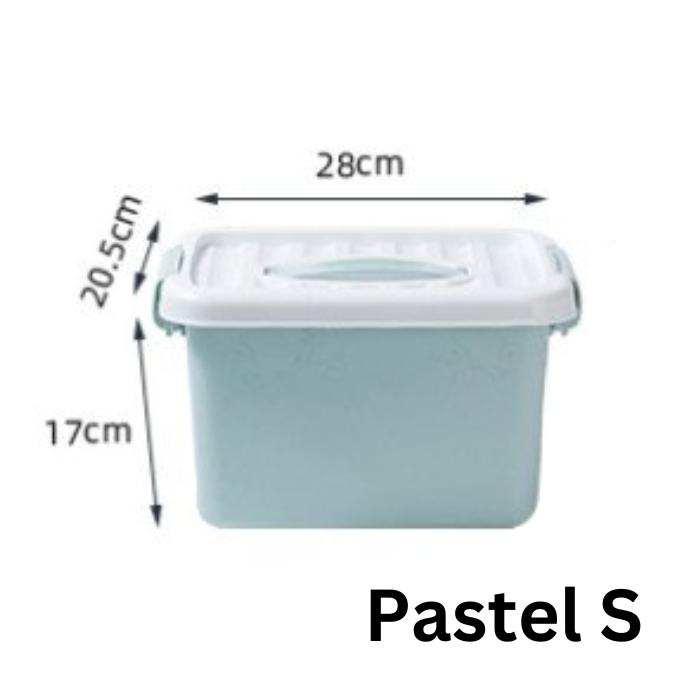 JRKSG Pastel Minimalist Stackable Plastic Storage Box Home Organiser Container with Lid