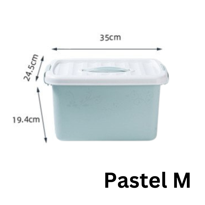 JRKSG Pastel Minimalist Stackable Plastic Storage Box Home Organiser Container with Lid