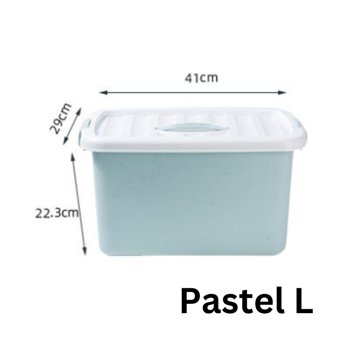 JRKSG Pastel Minimalist Stackable Plastic Storage Box Home Organiser Container with Lid
