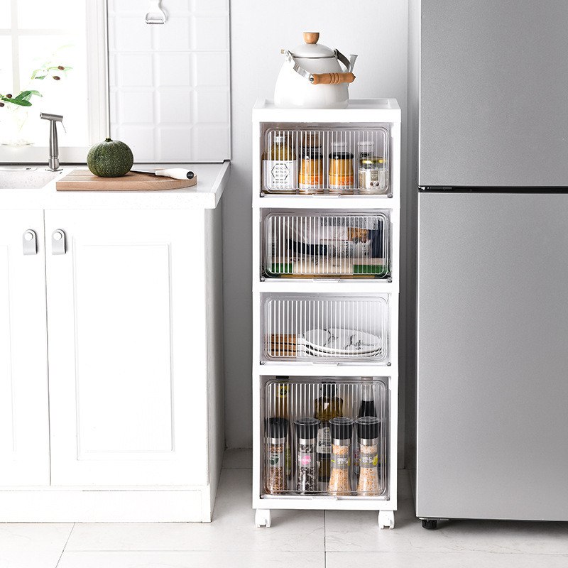 Transparent Fluted cabinet drawer | Multi-Purpose Cart