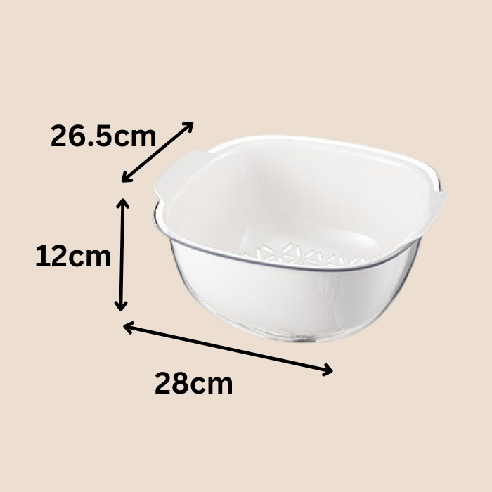 2-in-1 kitchen Strainer/ Colander & Bowl Sets, Large Plastic Washing Bowl and basket, Detachable for Fruits Vegetable Cleaning Washing Mixing