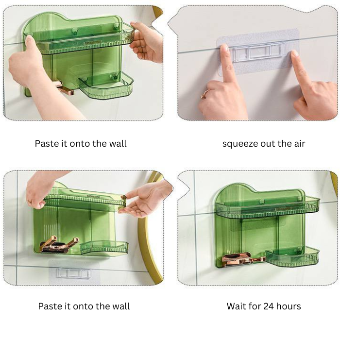 Wall mounted Hair Dryer holder / bathroom hanging organizer storage shelf