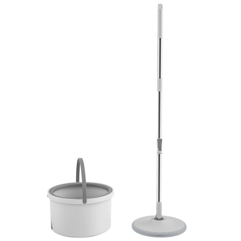 Self Wringing Spin Mop Bucket Set with Extendable Handle 3600 Swivel and 2x Microfibre Mop Heads