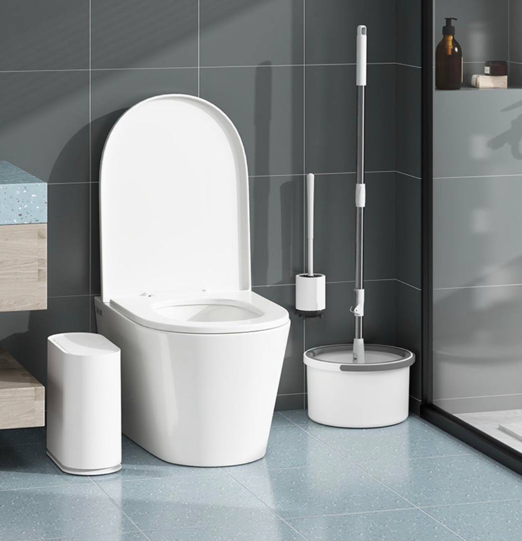 Self Wringing Spin Mop Bucket Set with Extendable Handle 3600 Swivel and 2x Microfibre Mop Heads