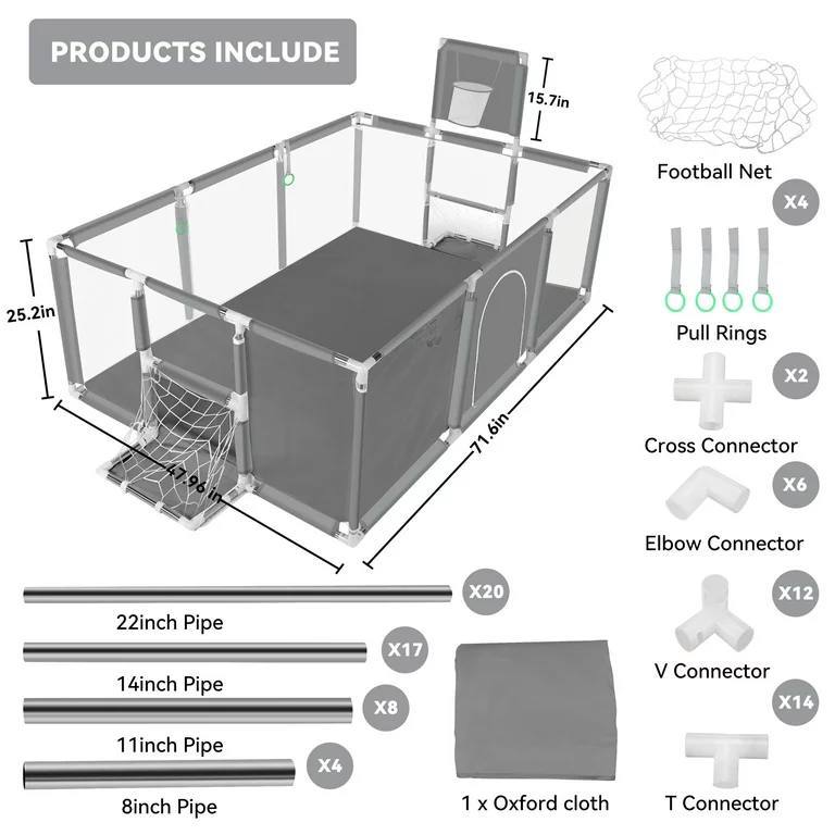 Baby Playpen / Baby Playard With Basketball Hoop / Kids Barrier Fence