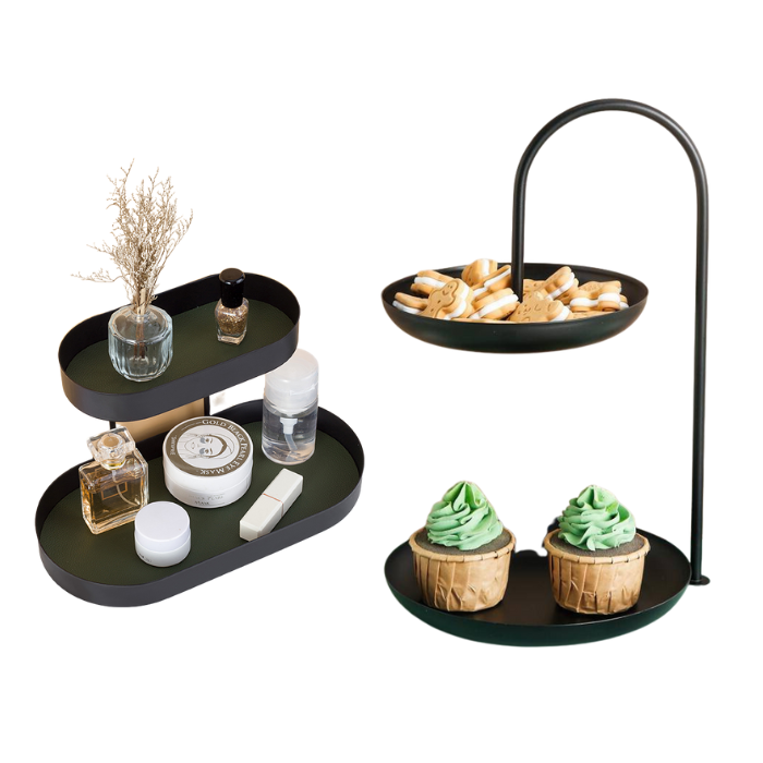 Double-layer Snack / fruits / cake / pastry rack / display stand organizer / serving Trays