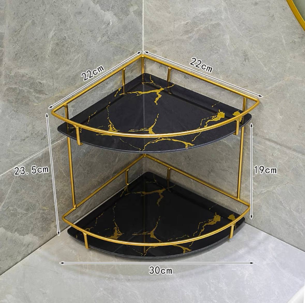 Gold Desk Organizer Metal Shelves With Ceramic Partition / Bathroom organiser rack