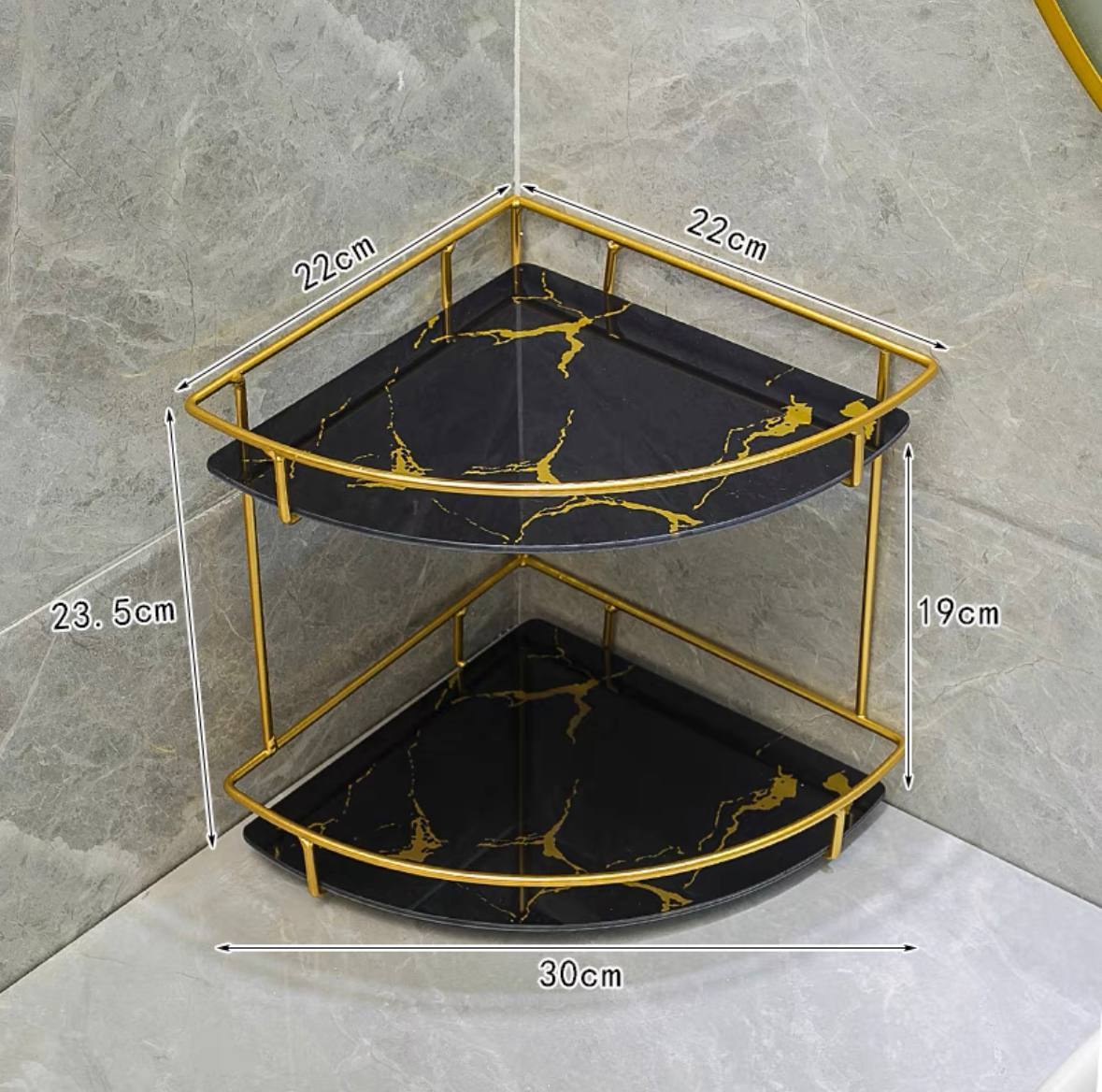 Gold Desk Organizer Metal Shelves With Ceramic Partition / Bathroom organiser rack