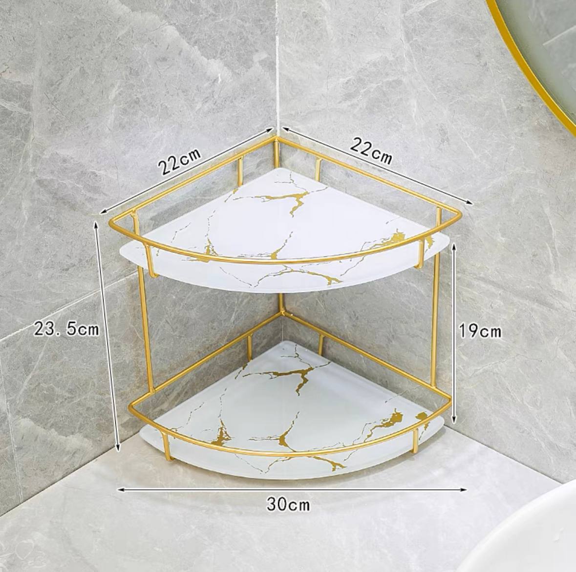 Gold Desk Organizer Metal Shelves With Ceramic Partition / Bathroom organiser rack