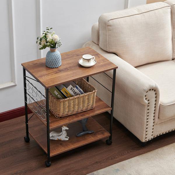3 Tier Kitchen Bakers Rack Microwave Oven Stand, Industrial Kitchen Cart Utility Storage Shelf Organizer Coffee Bar