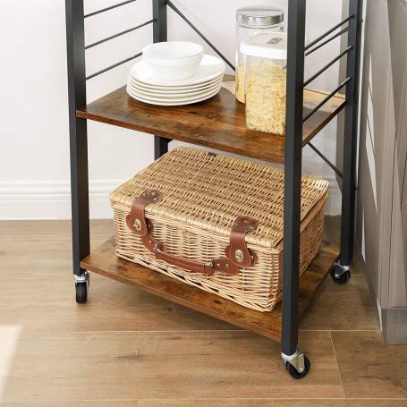3 Tier Kitchen Bakers Rack Microwave Oven Stand, Industrial Kitchen Cart Utility Storage Shelf Organizer Coffee Bar