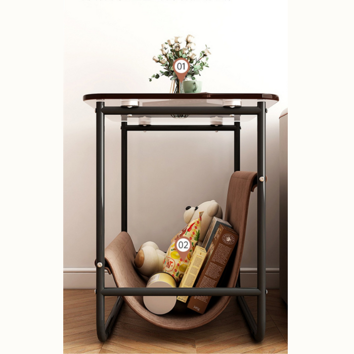 Oliver Glass Coffee Table with base pocket storage