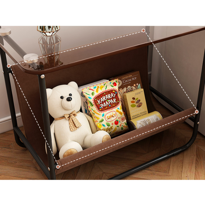 Oliver Glass Coffee Table with base pocket storage