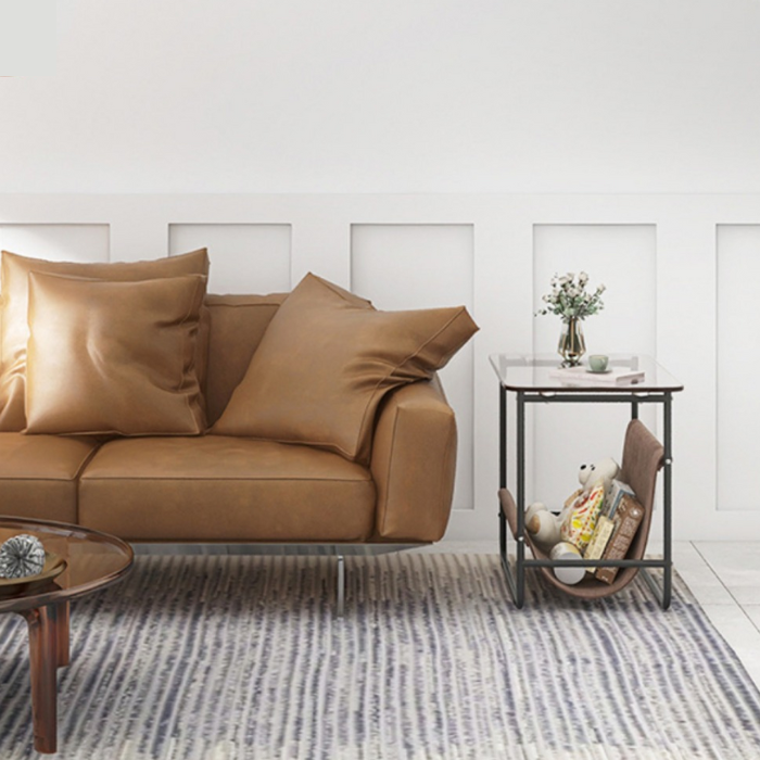 Oliver Glass Coffee Table with base pocket storage