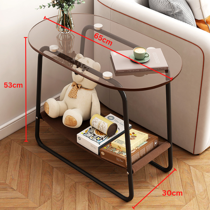 Oliver Glass Coffee Table with base pocket storage